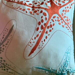 Starfish Embroidered Throw Pillow